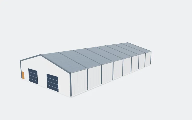 Ilustračný 3D model: bežná hala 20 × 40 m